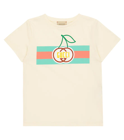Gucci Kids' Cherry Graphic-print Cotton-jersey T-shirt 4-12 Years In Ivory
