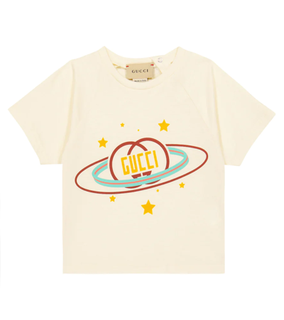 Gucci Babies' Space Logo-print Cotton-jersey T-shirt 6-36 Months In Ivory