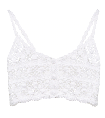 Anna Kosturova Bianca Crochet Crop Top In White