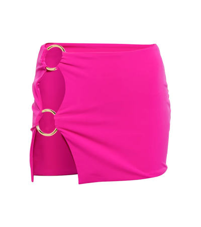 Louisa Ballou Ring-detail Cutout Miniskirt In Neon Fuschia