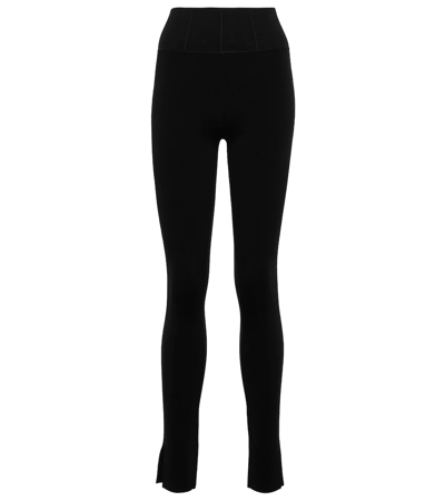 Galvan Venus Fitted Mid-rise Stretch-woven Leggings In Black