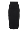 Victoria Beckham Fitted Ribbed Stretch-woven Midi Skirt In Black