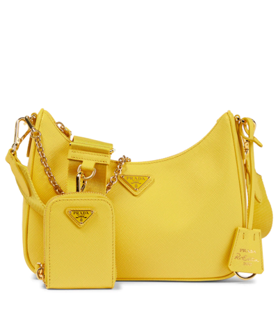 Prada Re-edition 2005 Re-nylon Bag With Saffiano Mini Bag In Yellow