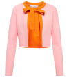 Oscar De La Renta Colorblock Tie-front Cardigan In Tulip/tangerine