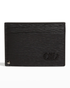 Ferragamo Revival Bicolor Leather Card Case With Id Window In Nero