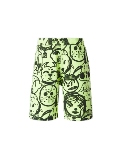 Givenchy X Chito Graffiti Graphic Sweat Shorts In Fluo Green/ Yellow
