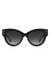 Carolina Herrera Two-tone Polka-dot Acetate Cat-eye Sunglasses In Black / Grey Shaded