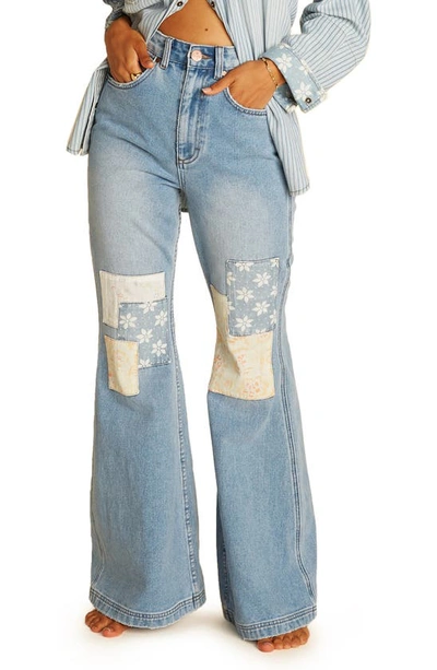 Billabong X Wrangler Patch Flare Jeans In Blue Surf