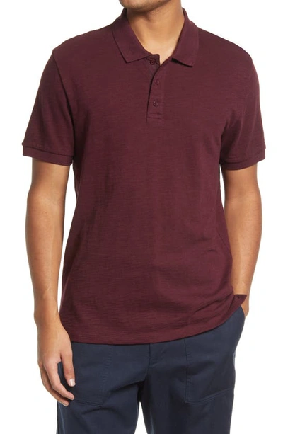 Vince Classic Regular Fit Polo In Dark Cherry