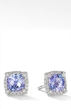 David Yurman Women's Petite Châtelaine Pavé Bezel Stud Earrings In 18k White Gold With Tanzanite