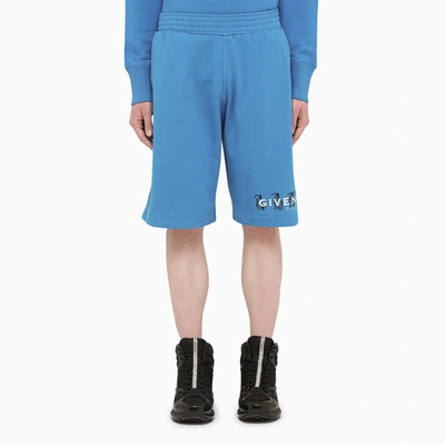 Givenchy Josh Smith Wide-leg Logo-print Cotton-jersey Shorts In Blue