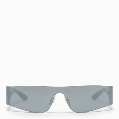 Balenciaga Silver Mono Rectangle Sunglasses In Metal