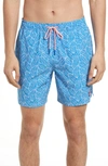 Vineyard Vines 7-inch Printed Chappy Swim Trunks In Palm Frond Calmwater