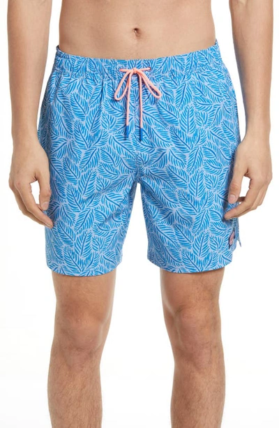 Vineyard Vines 7-inch Printed Chappy Swim Trunks In Calm Water Linear Palms