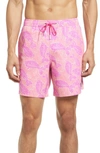 Vineyard Vines Chappy Stripe Swim Trunks In Fish Line Papaya