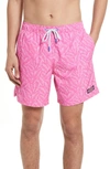 Vineyard Vines 7-inch Printed Chappy Swim Trunks In Knockout Pink