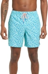 Vineyard Vines Chappy Printed Swim Trunks In Caicos Linear Palms