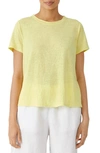 Eileen Fisher Organic Linen Crewneck T-shirt In Citrus