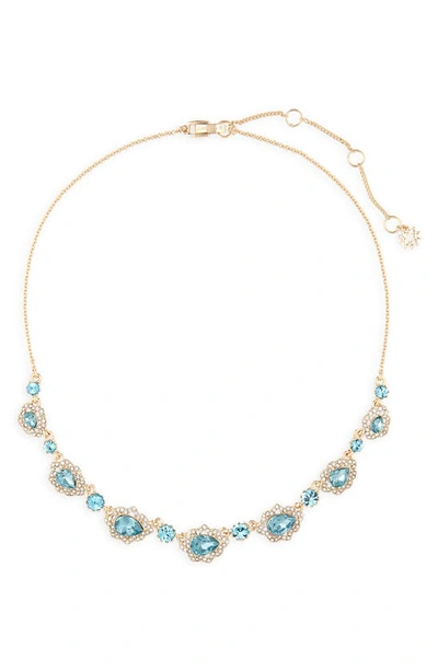 Marchesa Dream Jewels Frontal Necklace In Gold/ Light Turquoise/ Crystal