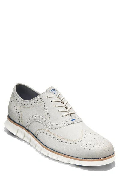 Cole Haan Zerogrand Wingtip Derby In Oyster Mushroom/ Blanc