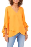 Vince Camuto Flutter Sleeve Tunic In Orange