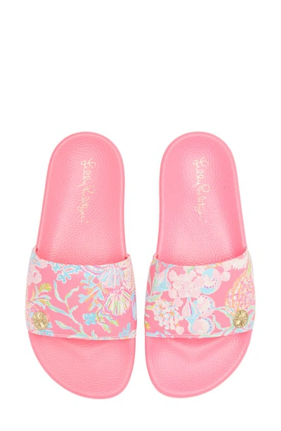 Lilly Pulitzer Cabana Slide Sandal In Pink Isle Shell Me