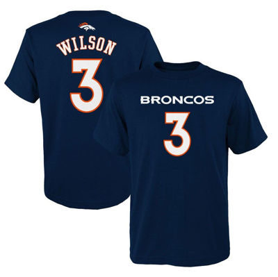 Outerstuff Kids' Big Boys Russell Wilson Navy Denver Broncos Mainliner Player Name And Number T-shirt