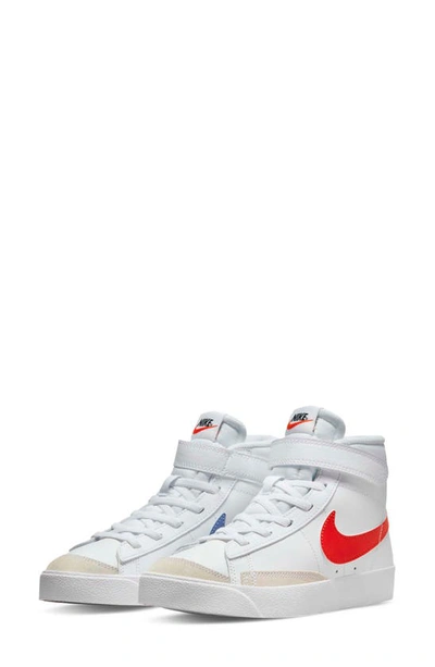 Nike Kids' Blazer Mid '77 High Top Sneaker In White/ Red/ Blue/ Black