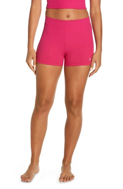 Alo Yoga Logo-print High-rise Stretch-woven Shorts In Magenta Crush