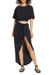 Free People Rae Waist Cutout Asymmetric Dress In Black