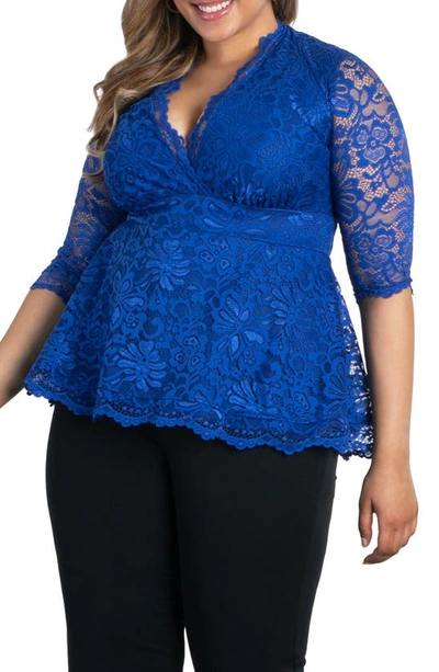 Kiyonna Linden Lace Top In Sapphire