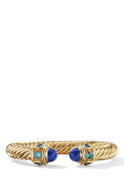 David Yurman Renaissance 18-karat Gold, Lapis Lazuli And Topaz Cuff In 18k Yellow Gold