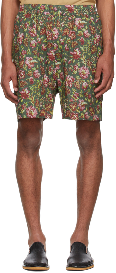 By Walid Green Blaze Shorts In Laurentine Green