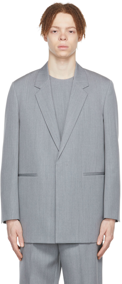 Jil Sander Ssense Exclusive Grey Wool Blazer In 044 Silver