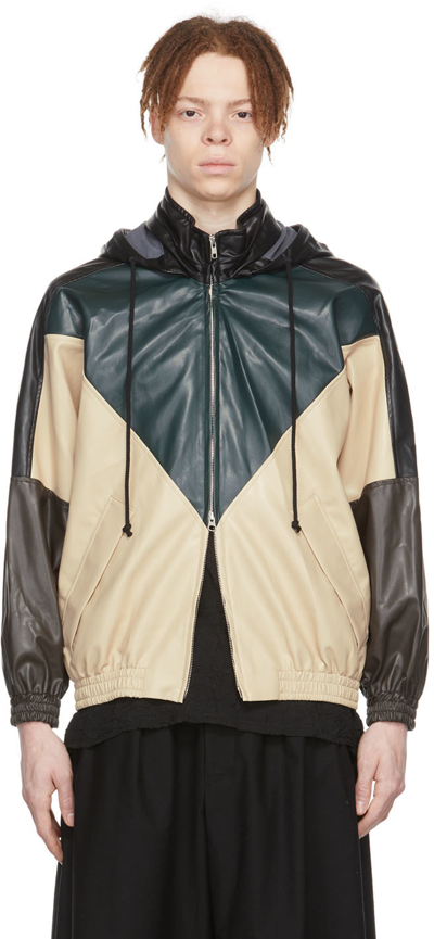 Song For The Mute Multicolor Faux-leather V-lad Jacket In Multi-colour