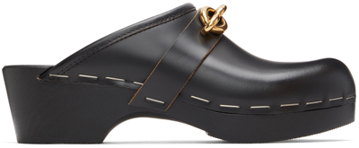 Saint Laurent Le Maillon Chain-embellished Leather Clogs In Black