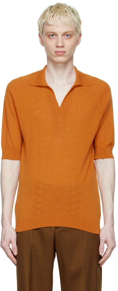 Cmmn Swdn Orange Remi Polo Shirt In Mandarin