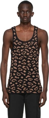 Situationist Black Cotton Tank Top In Leopard