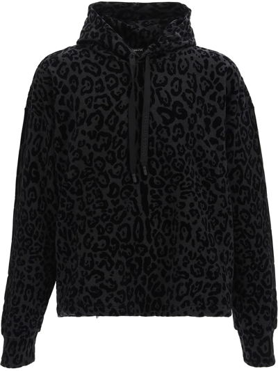 Dolce & Gabbana Sweatshirt With Leopard Print In Black
