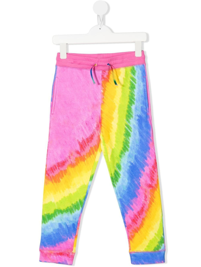 Stella Mccartney Kids' Rainbow-print Cotton Track-pants In Pink