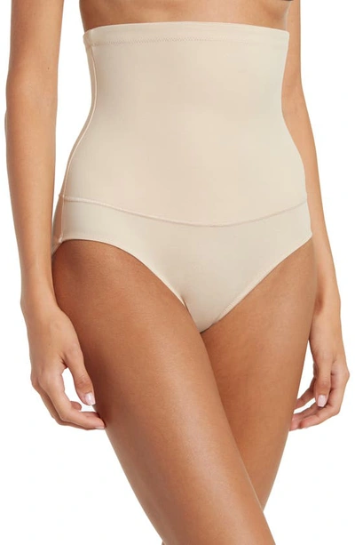 Maidenform Tame Your Tummy High Waist Lace Thong Dms707 In Latte Lift