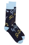 Nordstrom Cushion Foot Dress Socks In Navy Peacoat Floral