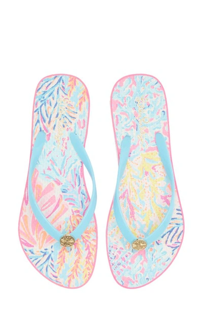 Lilly Pulitzer Pool Flip Flop In Blue Pink