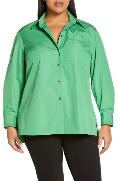Lafayette 148 Greyson Cotton Blouse In Clover