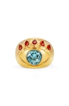 Nevernot 18kt Yellow Gold Ready To See You Topaz And Opal Ring In Gold