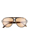 Tom Ford Jeffrey Tortoiseshell Pilot Sunglasses In Coloured Havana / Brown