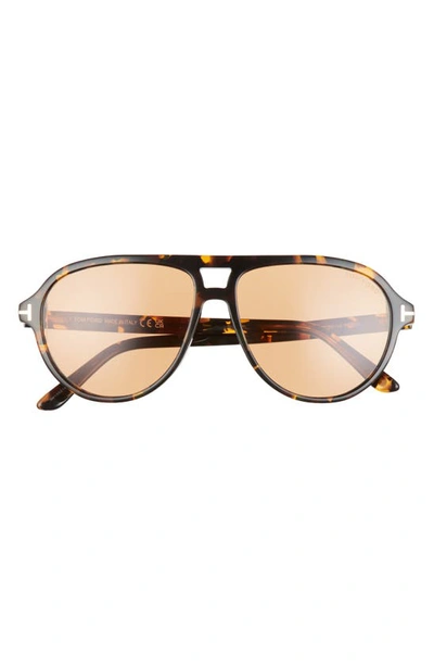 Tom Ford Jeffrey Tortoiseshell Pilot Sunglasses In Coloured Havana / Brown