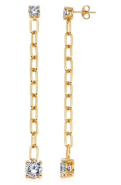 Crislu Cubic Zirconia Chain Drop Earrings In Gold