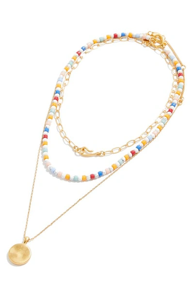Madewell 3-piece Beaded Toggle Chain Necklace Set In Pressed Sunflower