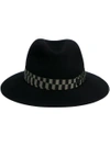 MAISON MICHEL Black Green Henrietta Bondage Fedora Hat,26811372861
